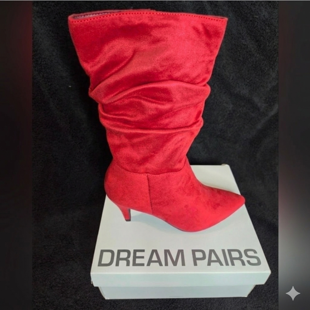 Dream Pairs Women's Bold Red Heeled Boots